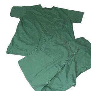 Butter-Soft Scrubs By UA Unisex M/L Green Medical Uniform Set With Ink Spot